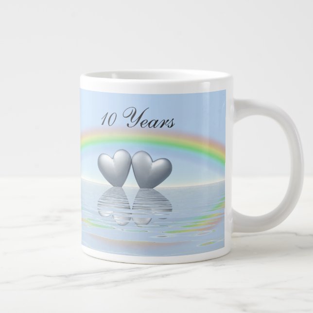 Caneca De Café Grande 10º Aniversário Tin Hearts (Direita)