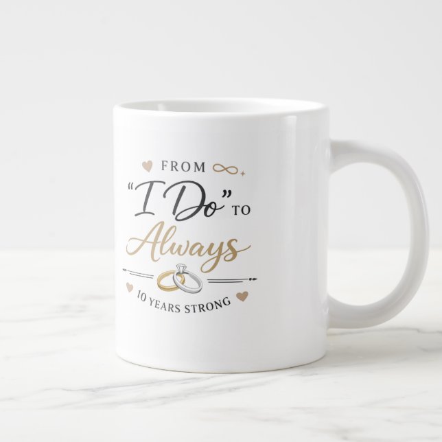 Caneca De Café Grande 10 Year Wedding Anniversary Mug (Direita)