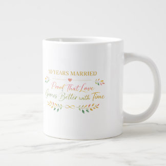Caneca De Café Grande 10 Years Married Elegant Anniversary Mug Gift