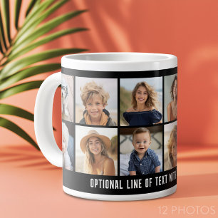 Caneca De Café Grande 12 Grade de Colagem de Fotos - Caixa de texto - pr