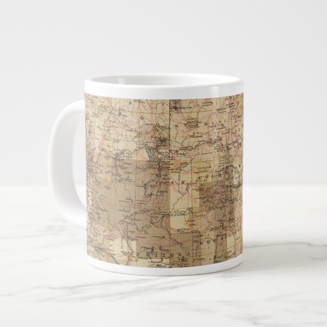 Caneca De Café Grande 1878 Mapa de progressos dos Inquéritos Geográficos (Frente Esquerda)