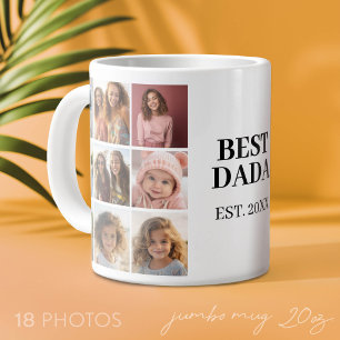 Caneca De Café Grande 18 Colagem de Fotos com Melhor Dada e Ano
