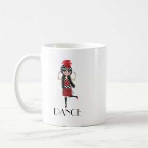 Caneca De Café Grande 1920 De Vestido Vermelho Por Garota Dançant