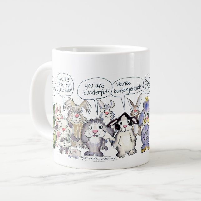 Caneca De Café Grande 19 Caricatura Apreciação Bunny Rabbits Jumbo Mug (Frente Esquerda)