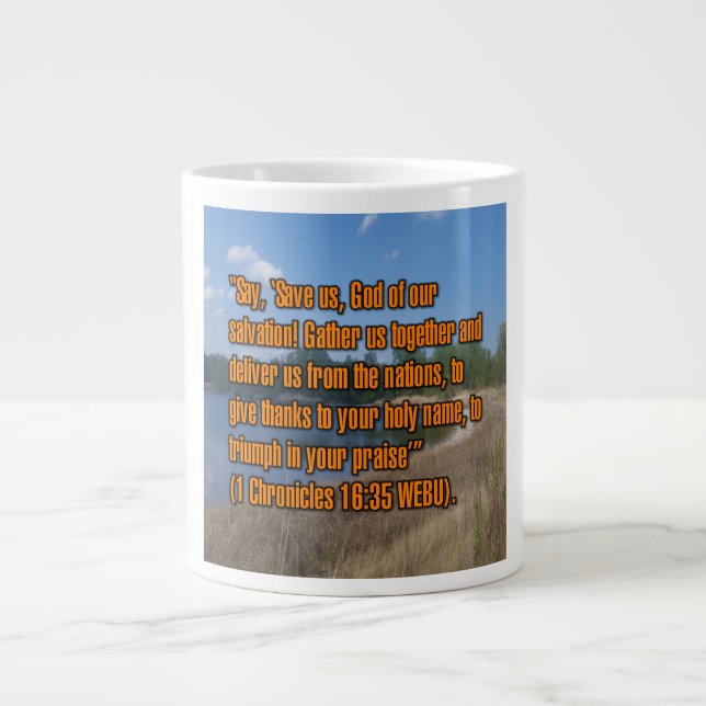 Caneca De Café Grande 1 Chronicles 16:35 WEBU Mug (Frente)
