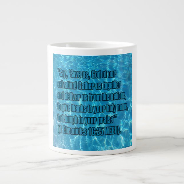 Caneca De Café Grande 1 Chronicles 16:35 WEBU Mug (Frente)