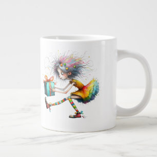 Caneca De Café Grande *  1 Colorida  Garota de Natal Caprichosa  Present