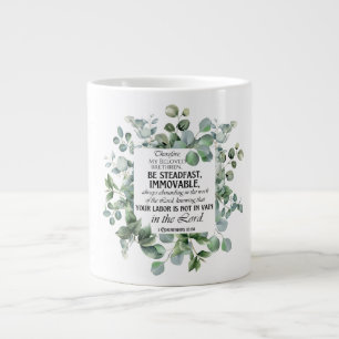 Caneca De Café Grande 1 Corinthians 15:58 Inspirational Verse Eucalyptus