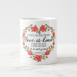 Caneca De Café Grande 1 Corintianos 13:4 O amor é o coração floral do pa