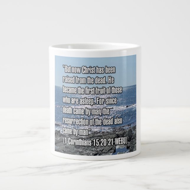 Caneca De Café Grande 1 Coríntios 15:20-21 ARA (Frente)