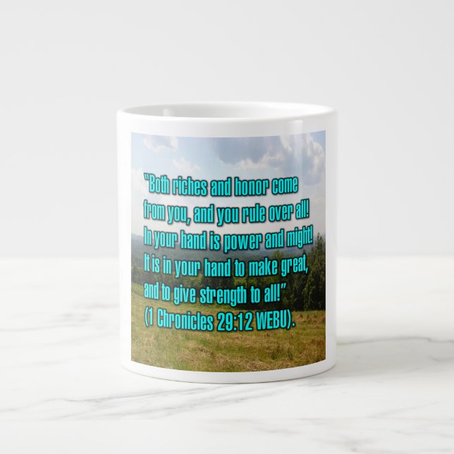 Caneca De Café Grande 1 Crônicas 29:12 WEBU Mug (Frente)