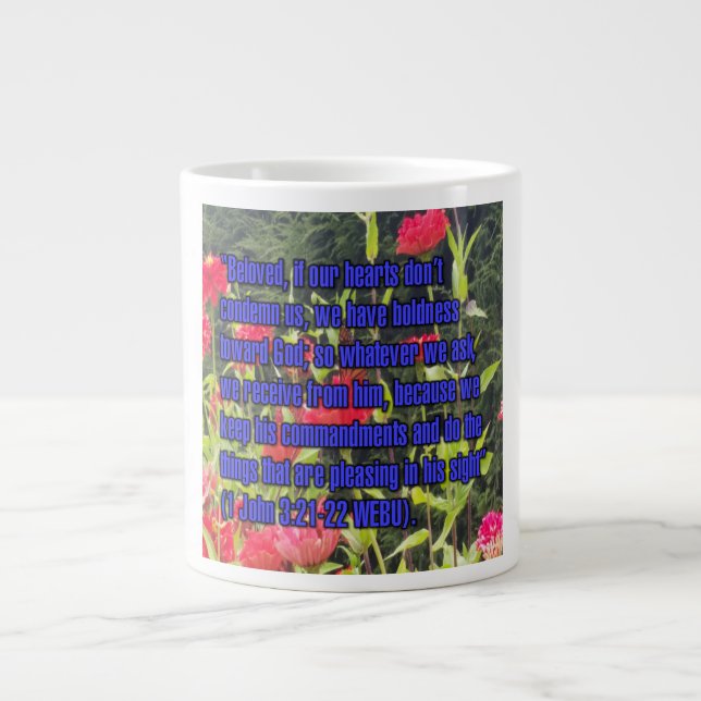 Caneca De Café Grande 1 João 3:21-22 WEBU Mug (Frente)
