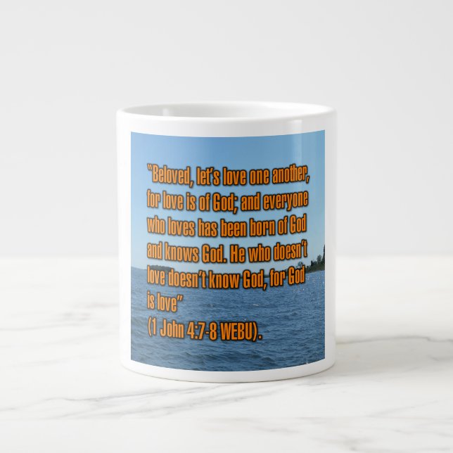 Caneca De Café Grande 1 João 4:7-8 WEBU Mug (Frente)