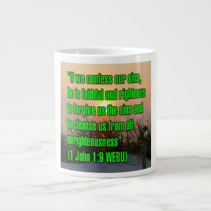 Caneca De Café Grande 1 John 1:9 WEBU Mug