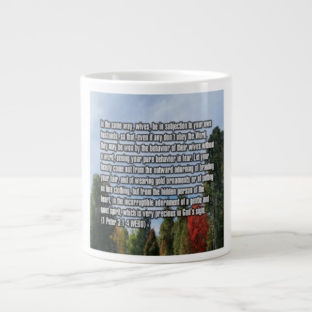 Caneca De Café Grande 1 Pedro 3:1-4 WEBU Mug (Frente)
