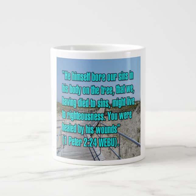Caneca De Café Grande 1 Peter 2:24 WEBU Mug (Frente)