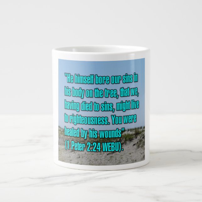 Caneca De Café Grande 1 Peter 2:24 WEBU Mug (Frente)