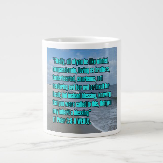 Caneca De Café Grande 1 Peter 3:8-9 WEBU Mug (Frente)