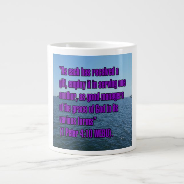 Caneca De Café Grande 1 Peter 4:10 WEBU Mug (Frente)