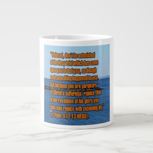 Caneca De Café Grande 1 Peter 4:12-13 WEBU Mug (Frente)