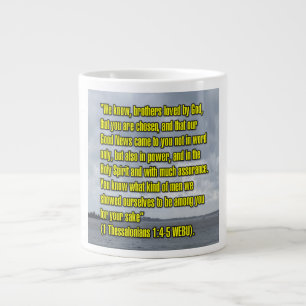Caneca De Café Grande 1 Tessalonicenses 1:4-5 WEBU Mug