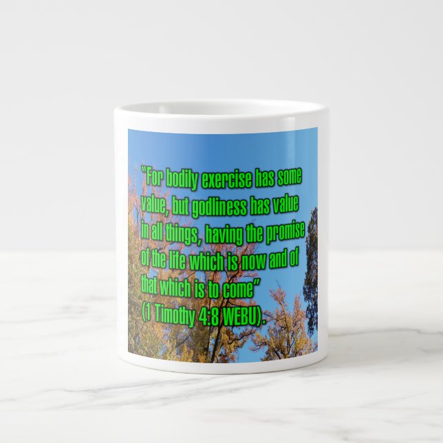 Caneca De Café Grande 1 Timothy 4:8 WEBU Mug (Frente)