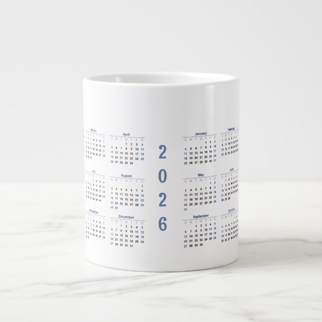 Caneca De Café Grande 2026 Monthly Calendar  (Frente)