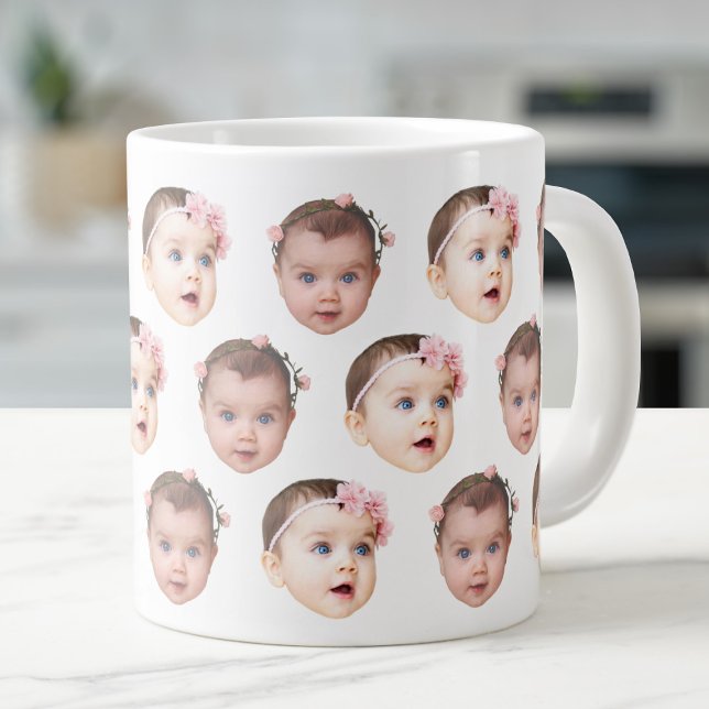 Caneca De Café Grande 20 Oz Jumbo Baby Face 2 Photos Specialty (Criador carregado)