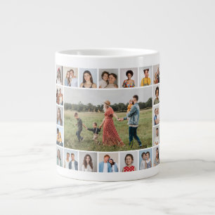 Caneca De Café Grande 21 Colagem de Fotos - A Cor De Fundo Pode Ser Alte