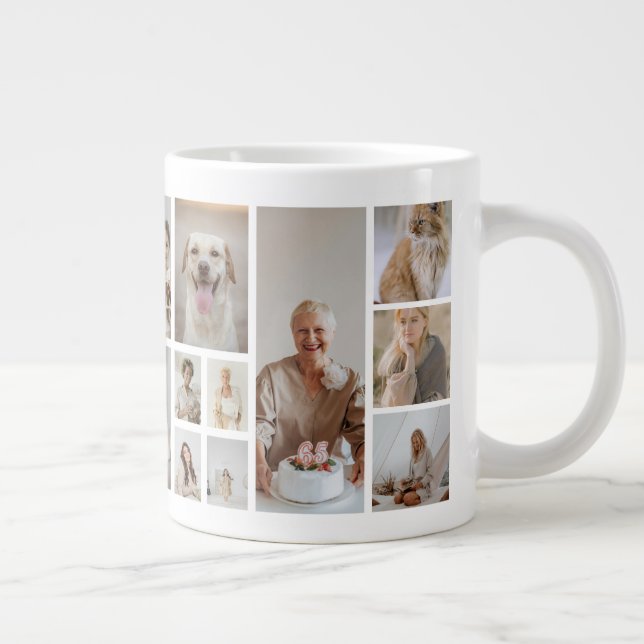 Caneca De Café Grande 21 Família de Colagem de Fotos Personalizada (Direita)