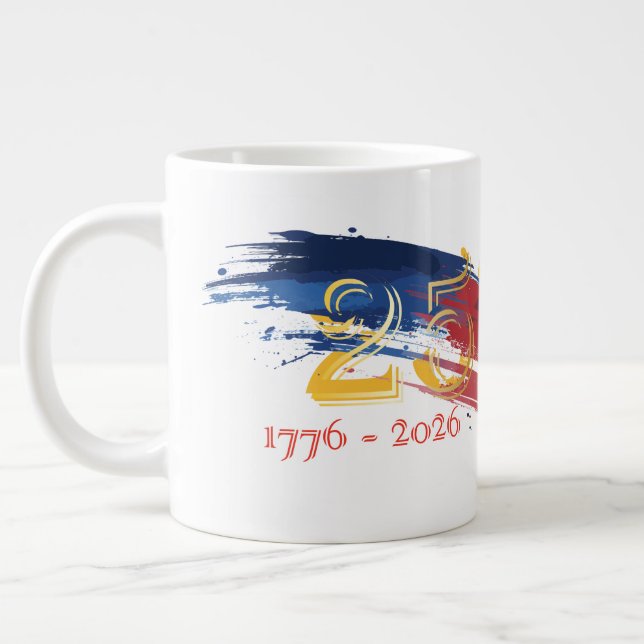 Caneca De Café Grande 250 Year American flag brush with gold numbers (Esquerda)