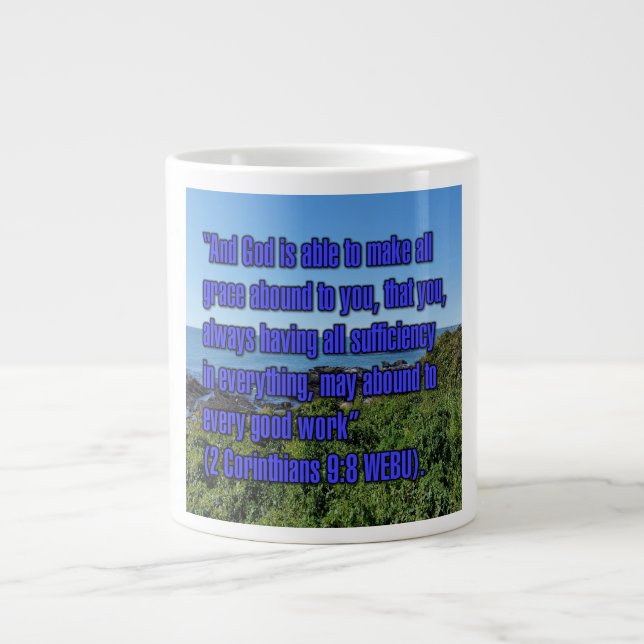 Caneca De Café Grande 2 Coríntios 9:8 WEBU Mug (Frente)