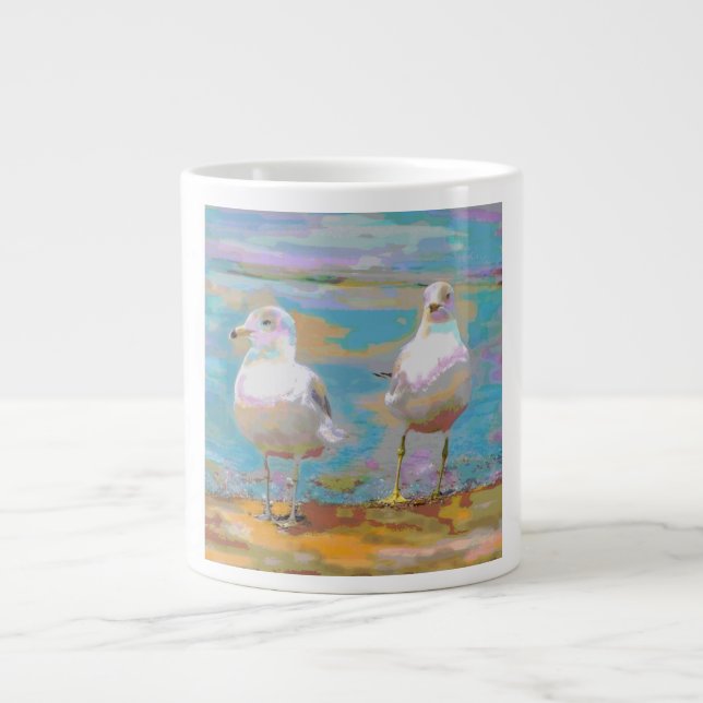 Caneca De Café Grande 2 Mug de gaivotas (Frente)