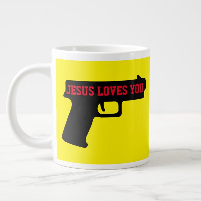 Caneca De Café Grande 2A - JESUS TE AMA Jumbo Mug (Esquerda)