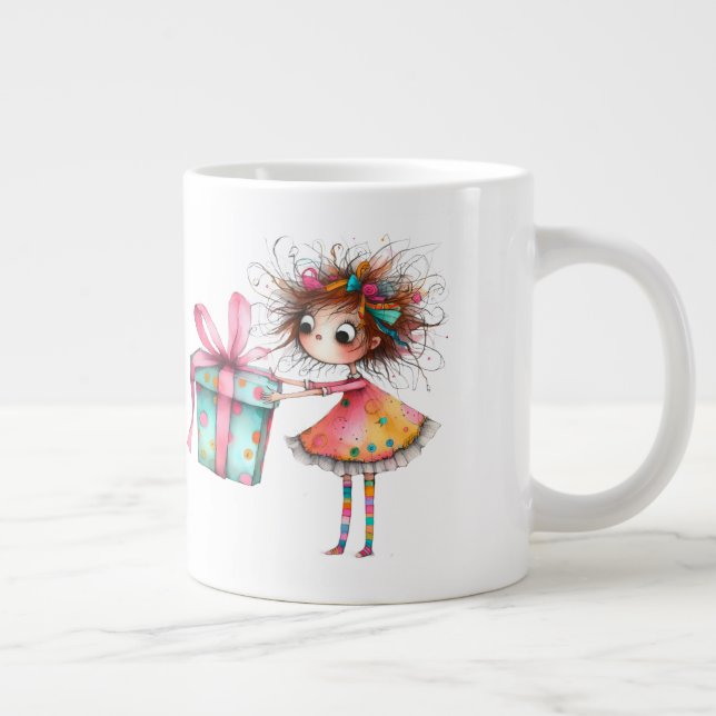 Caneca De Café Grande *  3 Colorful  Whimsical Christmas Girl  Gift AP97 (Direita)