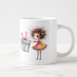 Caneca De Café Grande * 3 Colorida Garota de Natal Caprichosa Presente A