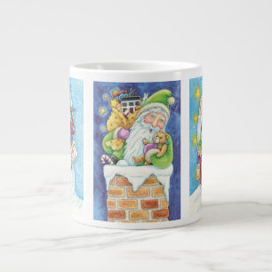 Caneca De Café Grande 3 Diferentes Desenhos de Papai Noel de Natal em Ca