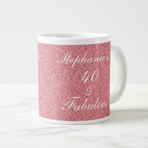 Caneca De Café Grande 40 E Fabulosa Rosa De Aniversário, Lâmpada Rosa