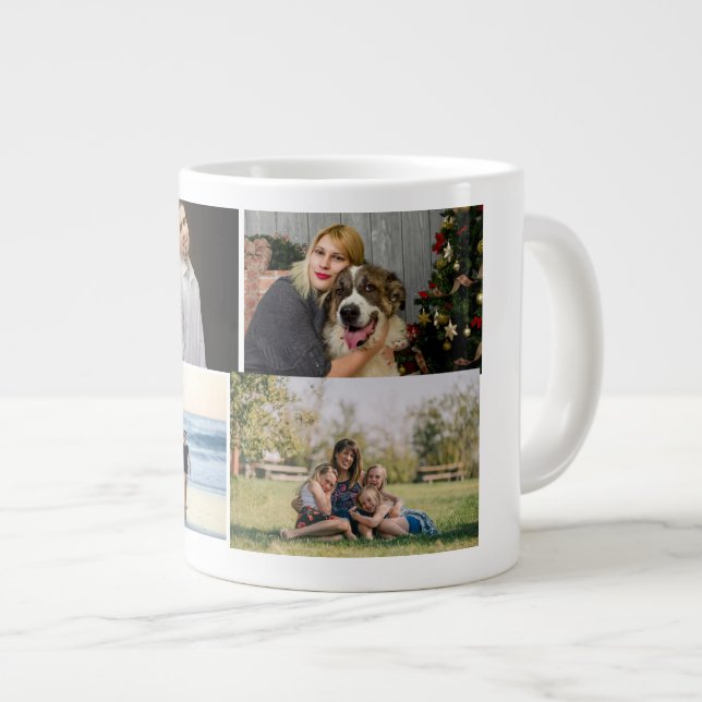 Caneca De Café Grande  4 Colagem de Fotos da Família Personalizado (Frente Esquerda)