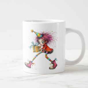 Caneca De Café Grande * 4 Colorida Garota de Natal Caprichosa Present