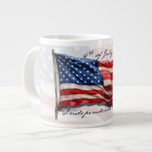 Caneca De Café Grande 4 de julho - Celebrar com a bandeira dos EUA
