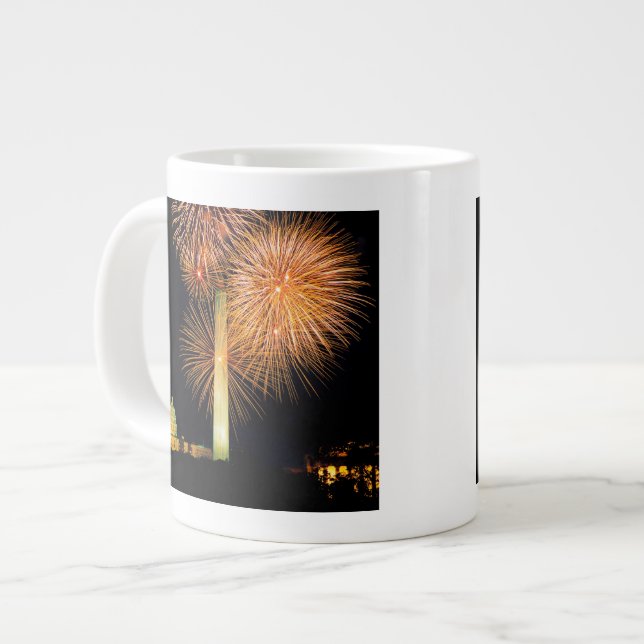 Caneca De Café Grande 4 de julho, Firework Display, Skyline (Frente Esquerda)