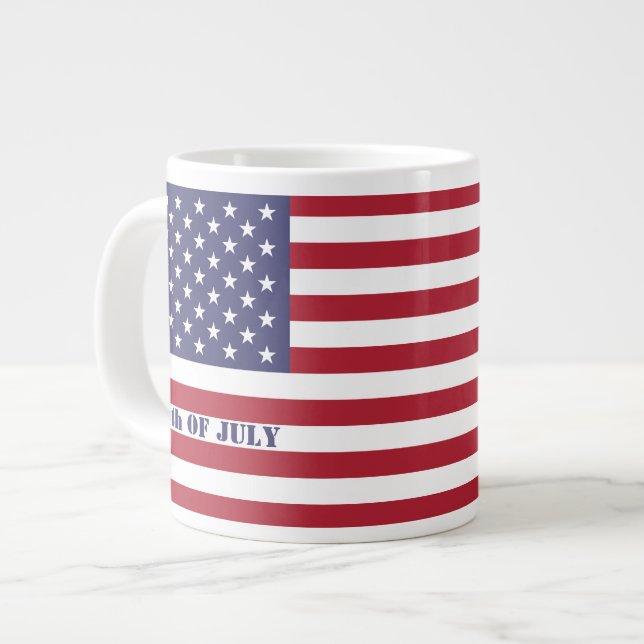 Caneca De Café Grande 4 de julho Patriótico do Bandeira Americano (Frente Esquerda)