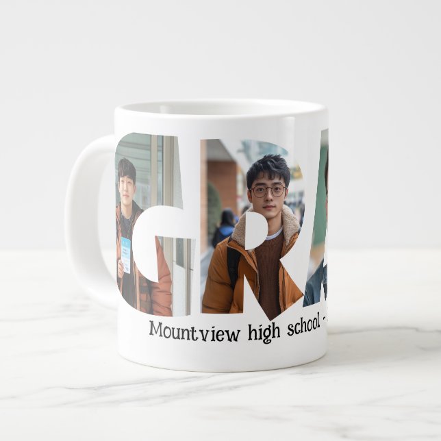 Caneca De Café Grande 4 fotos colagem FORMANDO Fotos personalizadas (Frente Esquerda)