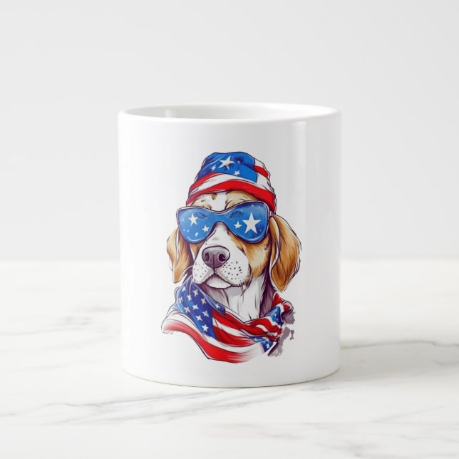 Caneca De Café Grande 4th Of July Dog Sublimation-66361 (Frente)
