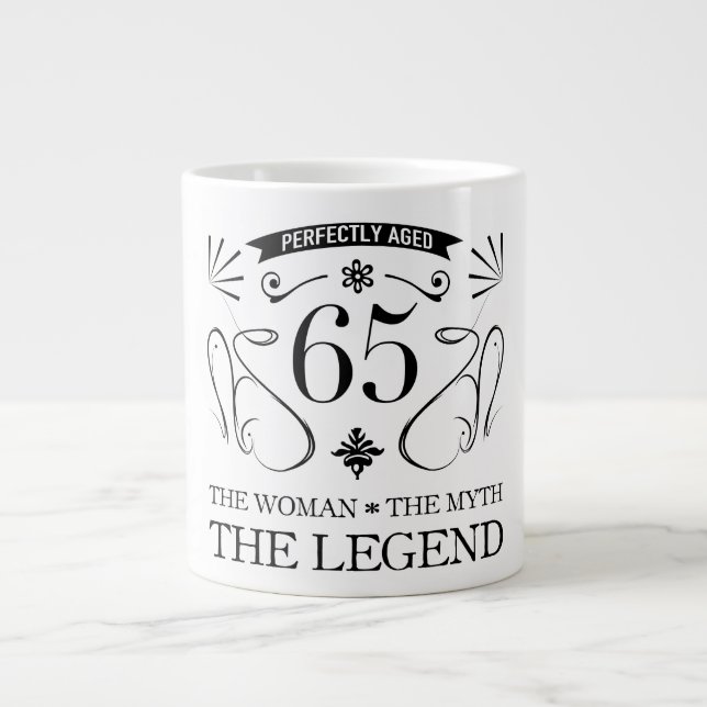 Caneca De Café Grande 65.º aniversário para as mulheres (Frente)