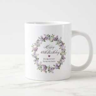 Caneca De Café Grande 65.º aniversário - Presente Roxo Lilac