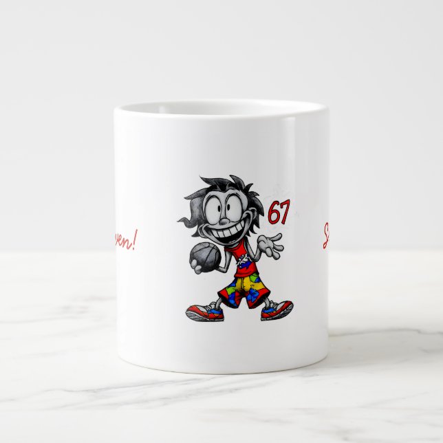 Caneca De Café Grande 67 Meme! Seis & Sete (Frente)