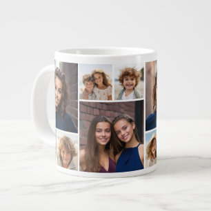 Caneca De Café Grande 6 Colagem de Fotos - Mesma Colagem em Ambos os Lad