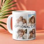 Caneca De Café Grande 6 Colagem de Fotos Texto Opcional — CAN Edit Color<br><div class="desc">Adicione seus fotos favoritos a este modelo divertido. Você pode usar fotos quadradas ou quaisquer fotos para esta grade.</div>